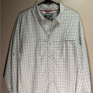 Simms Men’s XL Lightweight Fishing‎ Outdoor Long Sleeve Plaid Shirt